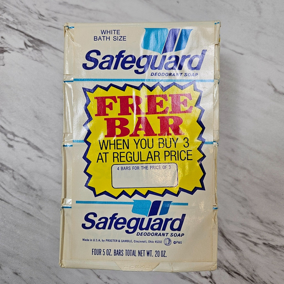 Vintage Safeguard White 5oz Bath Size 4 Pack Deodorant Soap New Old Stock Promo - Picture 1 of 16